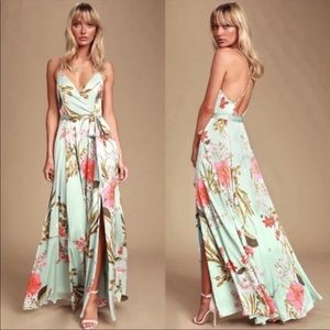 Lulus Still the One sage green floral print maxi dress